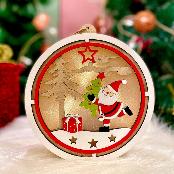 Santa In A Field - Circular Light Décor