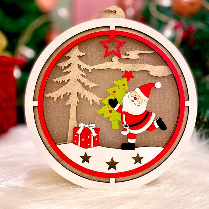 Santa In A Field - Circular Light Décor