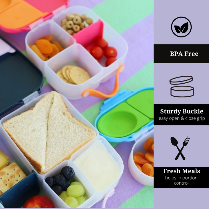 B.Box Schoolchild Combo - Insulated Straw Sipper 350ml & Snack Box Pink Orange