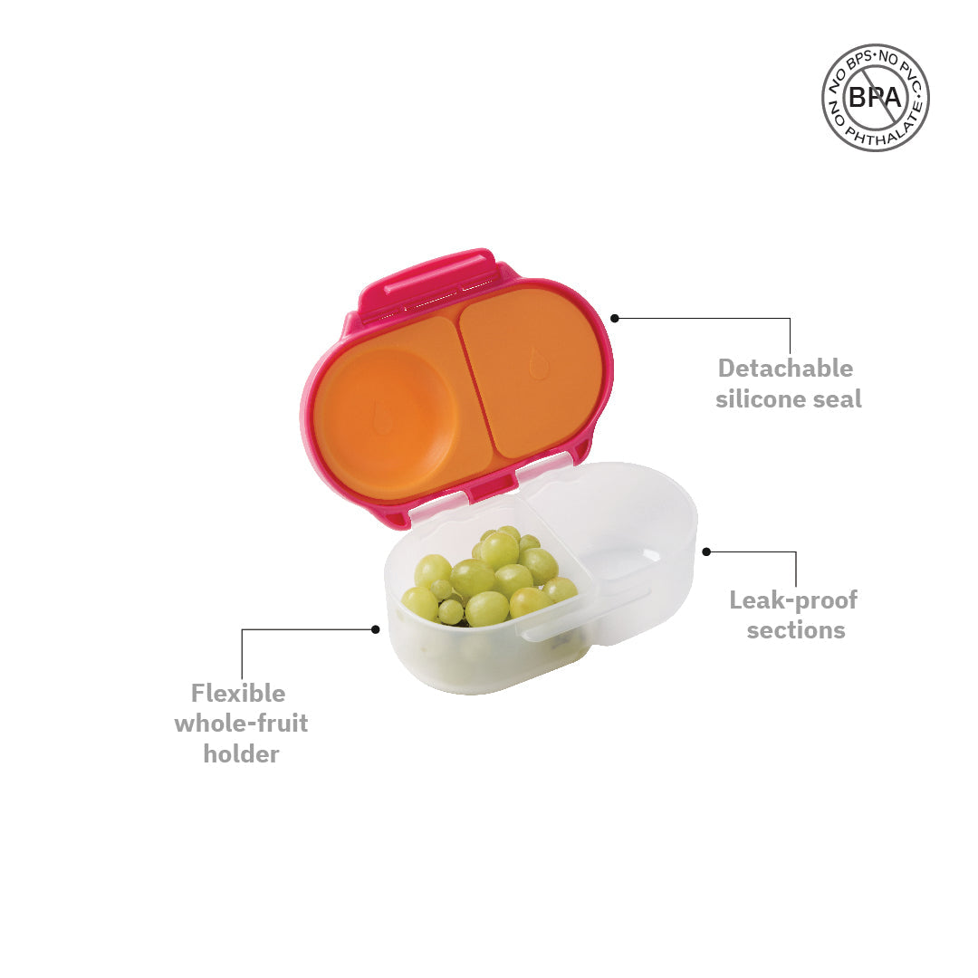 B.Box Schoolchild Combo - Insulated Straw Sipper 350ml & Snack Box Pink Orange