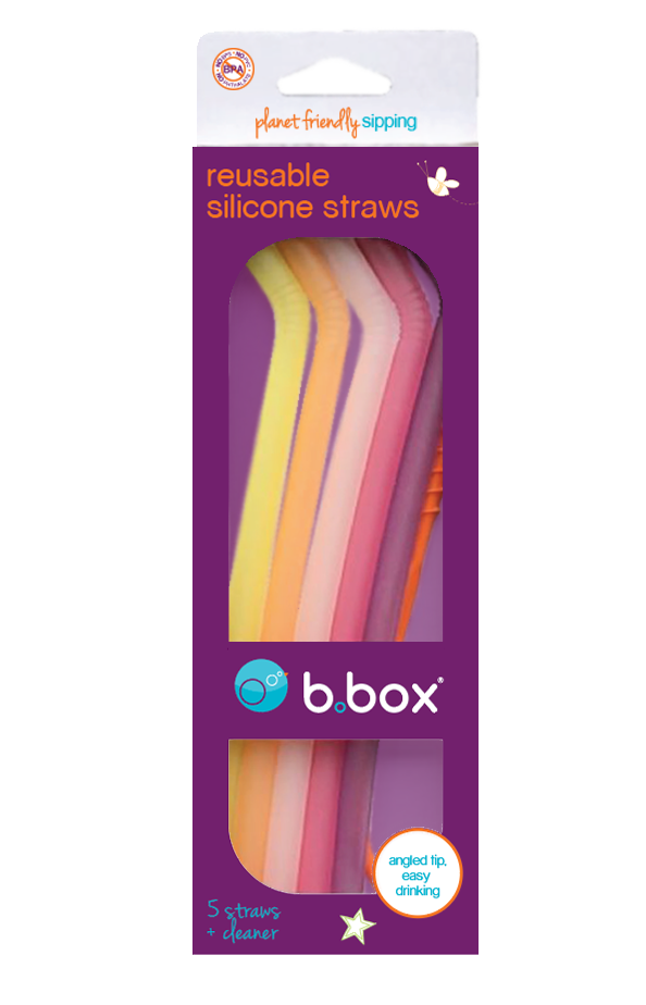 Reusable Silicone Straw Pack of 5 Very Berry