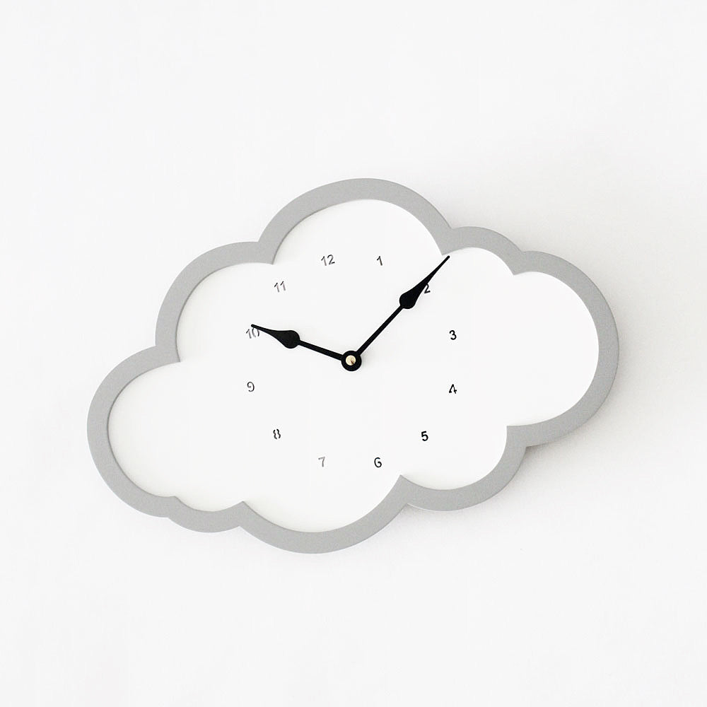 Cloud Clock - White - Grey Border