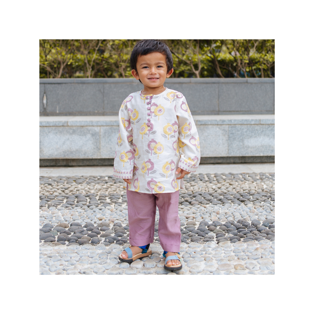 Chanderi Kurta Pyjama Set | Hand-Block Printed