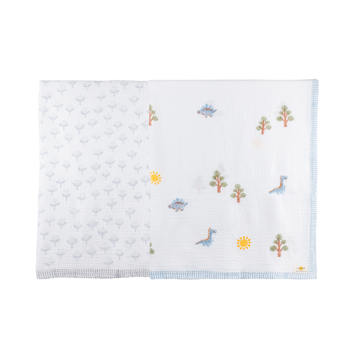 Organic Muslin Swaddle | Hand-Block Printed (Set of 2)