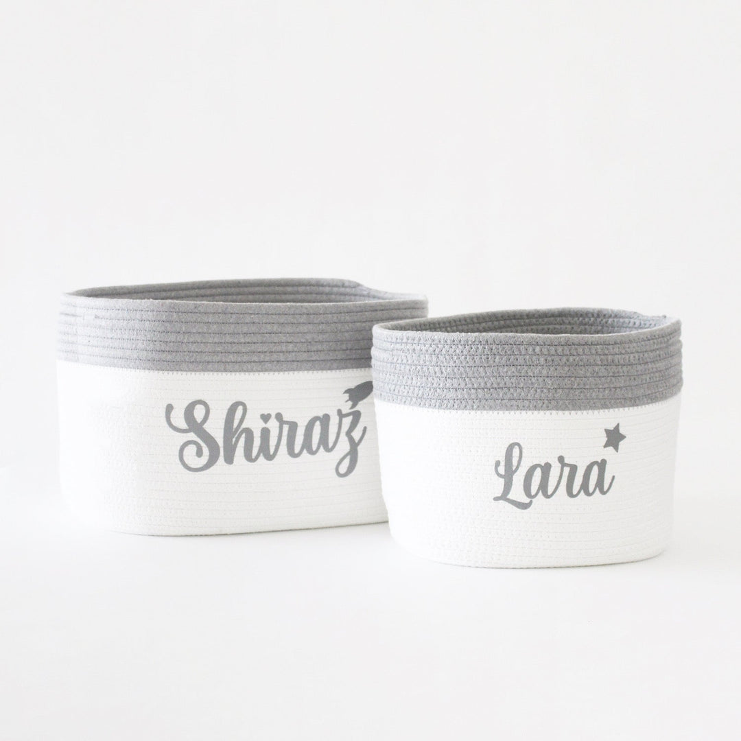 Personalized Storage Basket - Set of 2 - Grey