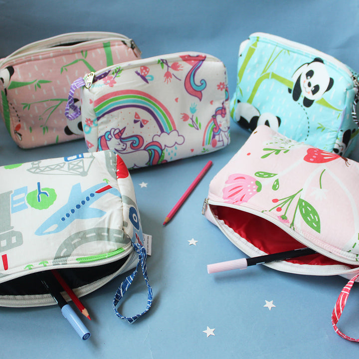 Multipurpose Pouch with Waterproof Lining || Multipurpose, Stationery Pouch, Toiletries Pouch, Accessories Pouch - Unicorn & Rainbows
