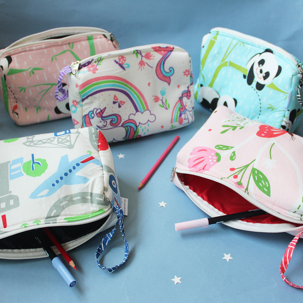 Multipurpose Pouch with Waterproof Lining || Multipurpose, Stationery Pouch, Toiletries Pouch, Accessories Pouch - Flowers & Butterflies