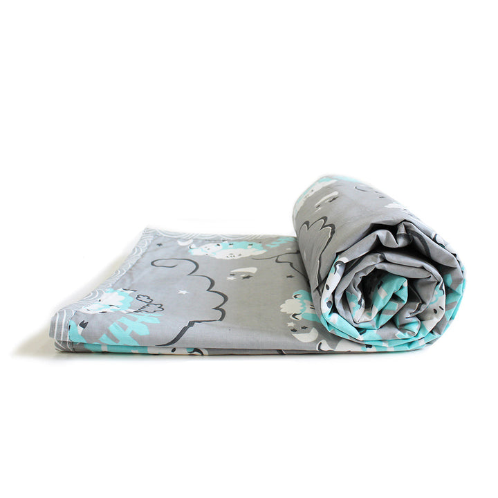 Counting Sheep 100% Cotton 3 Layer Reversible Single Blanket Dohar for Boys & Girls - Blue -  (Can be Personalised)