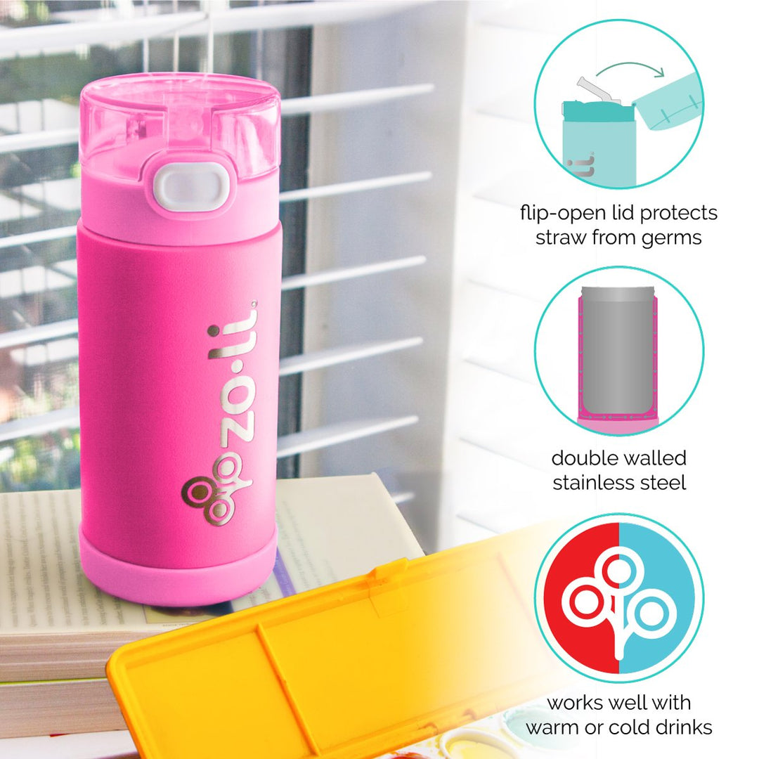 ZoLi Combo- Insulated Pow Squeak Sipper + Dine Food Jar - Pink - Sohii India