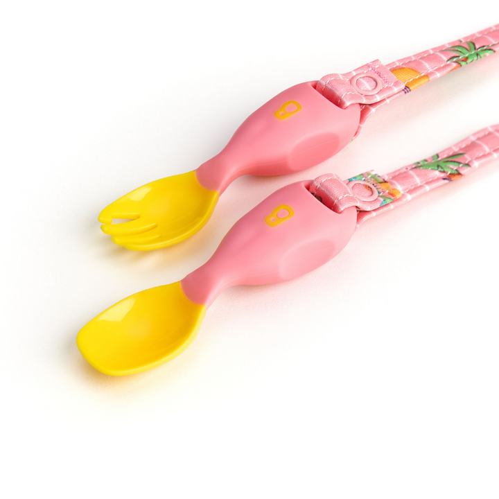 Handi Cutlery- Attachable Weaning Cutlery Set Teddy Bear Pink