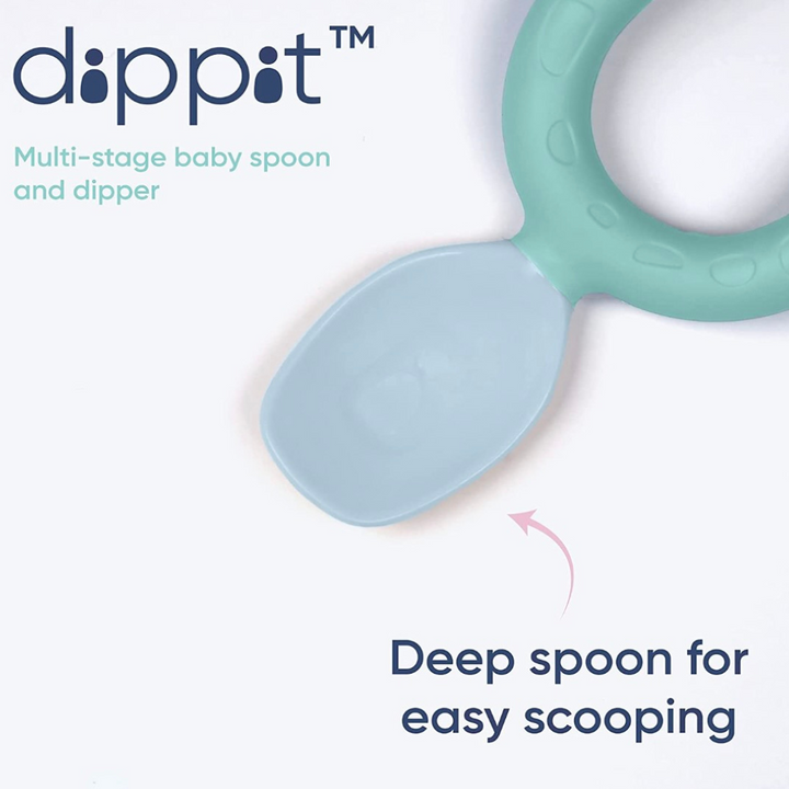 Bibado Dippit Multi stage Baby Weaning Spoon and Dipper Mint & Blue - Pack of 2
