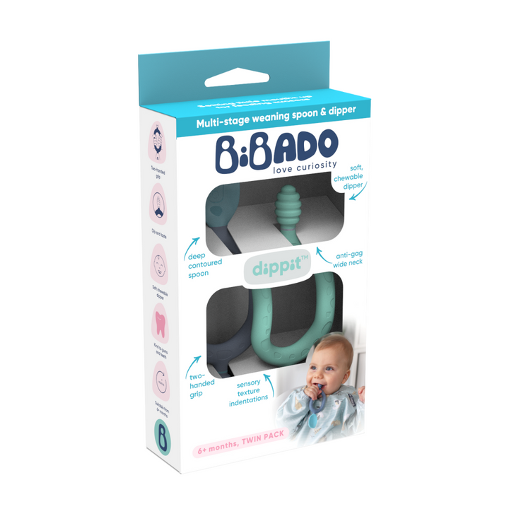 Bibado Dippit Multi stage Baby Weaning Spoon and Dipper Mint & Blue - Pack of 2