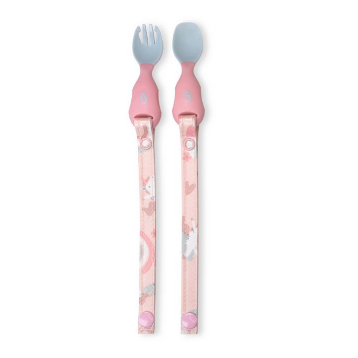 Long Sleeve Coverall & Attachable Handi Cutlery Bundle Over the Rainbow Light Pink