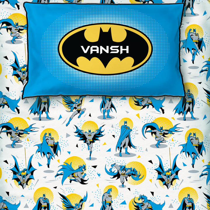 Official DC Comics Batman 100% Cotton Bedsheet with Pillow Cover - Single/Double (Can be Personalised)