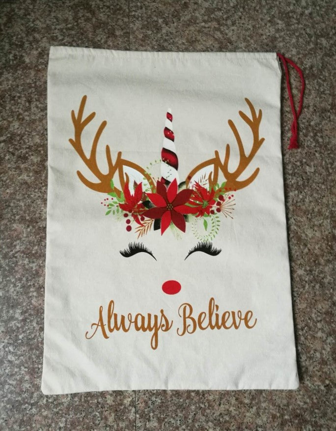 Babble Wrap Christmas Sacks- Reindeer Unicorn