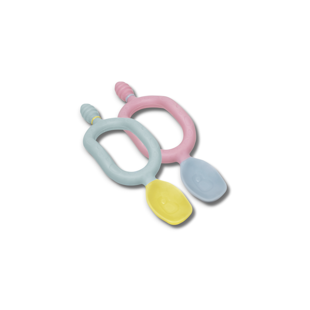 Dippit Multi stage Baby Weaning Spoon and Dipper Pink & Grey - Pack of 2