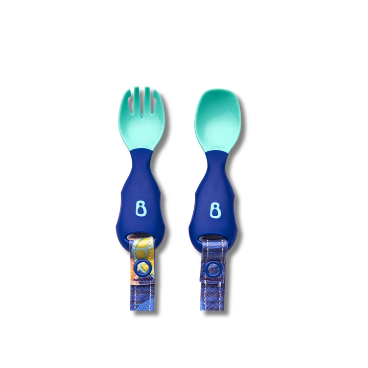 Bibado Handi Cutlery- Attachable Weaning Cutlery Set Oceans of Fun Dark Blue
