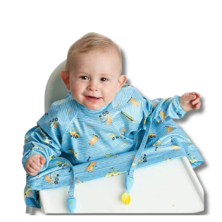 Bibado Long -sleeve Coverall Weaning Bib Speedy Dinos Turquoise - Sohii India