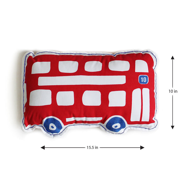 Busy Street Big Bus Shape Cushion for Boys & Girls (Can be Personalised)