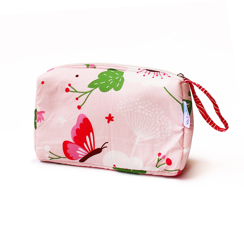Multipurpose Pouch with Waterproof Lining || Multipurpose, Stationery Pouch, Toiletries Pouch, Accessories Pouch - Flowers & Butterflies
