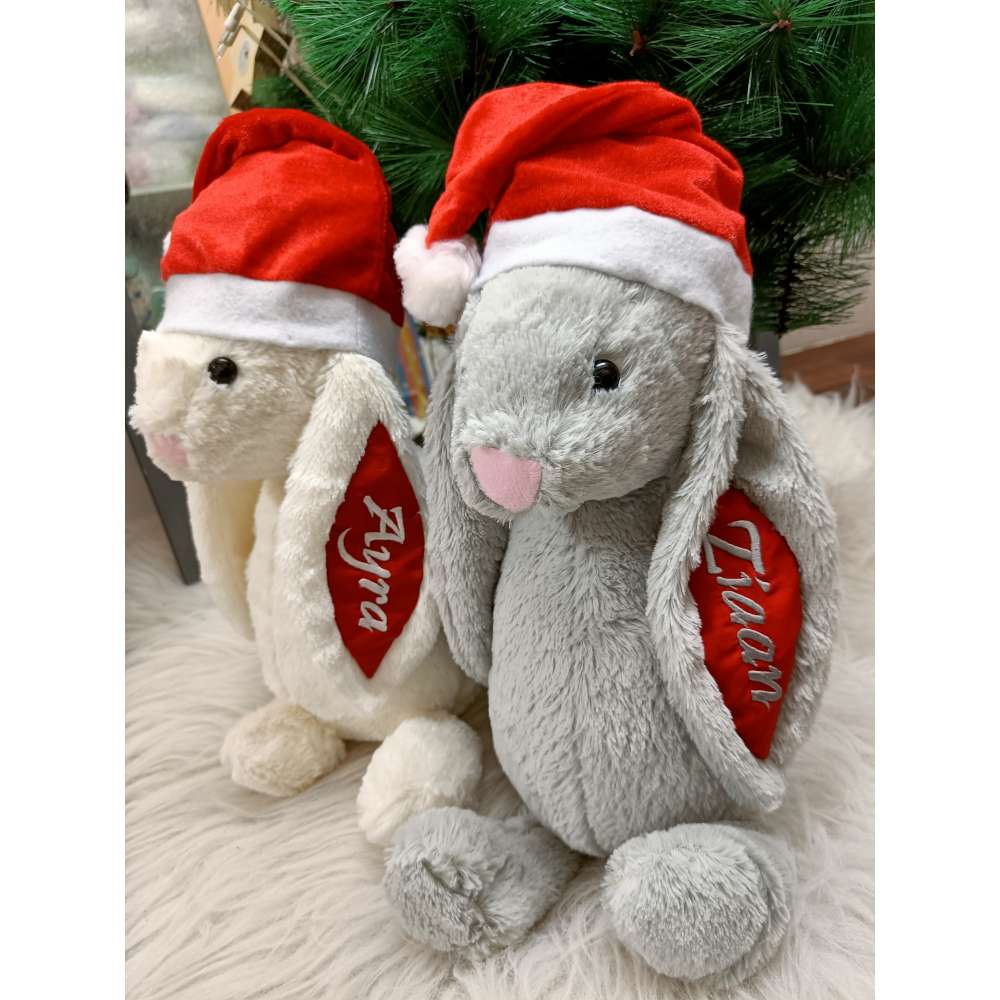 Personalised Christmas Big Bunny - Grey