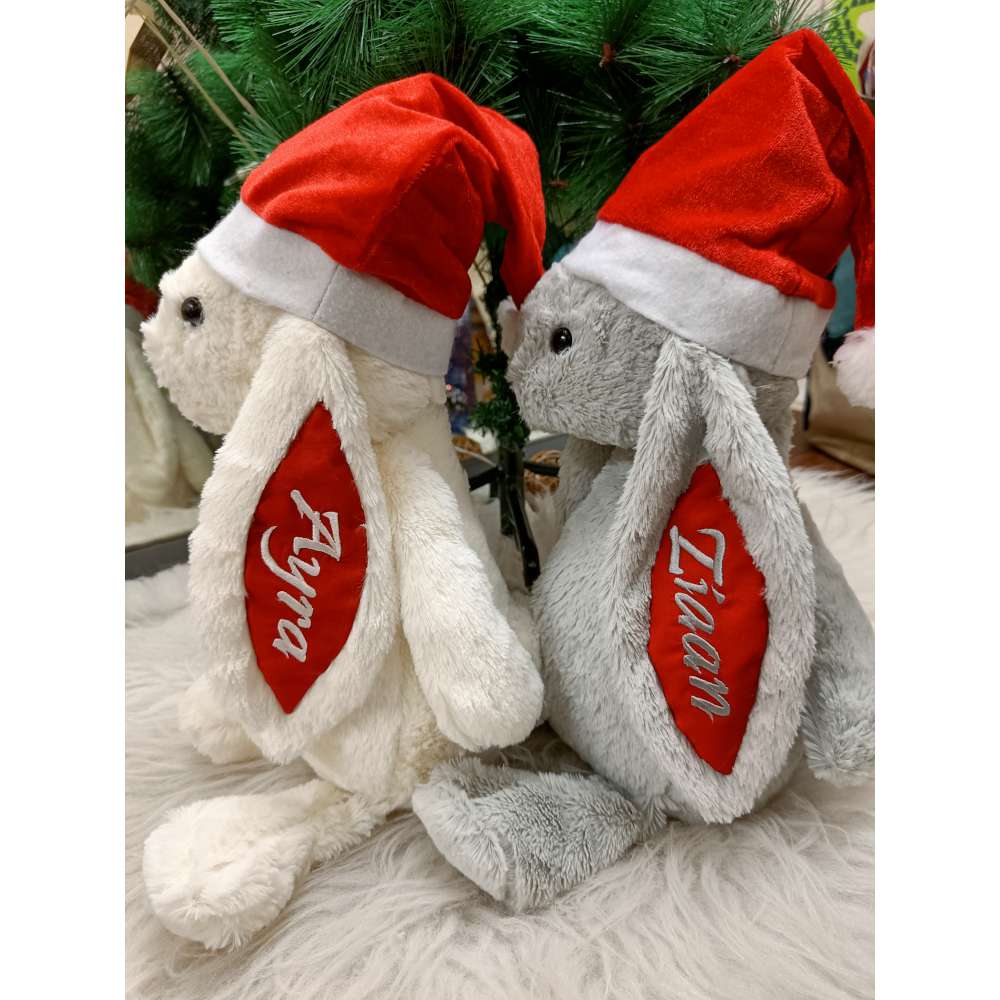 Personalised Christmas Big Bunny - Grey