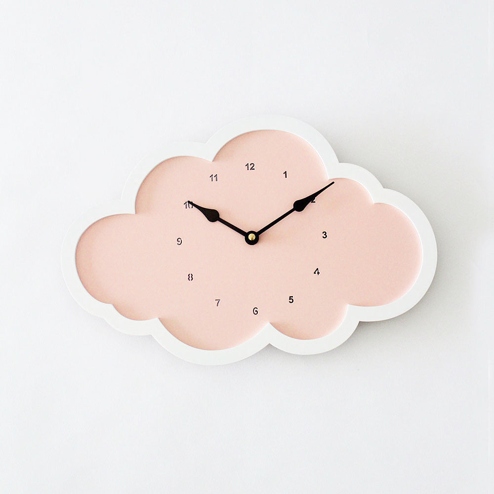 Cloud Clock - Pink - White Border
