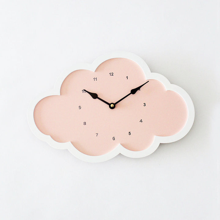 Cloud Clock - Pink - White Border