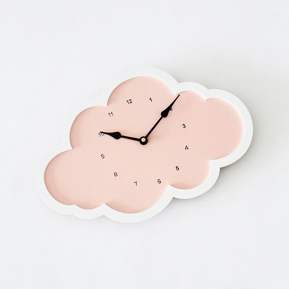 Cloud Clock - Pink - White Border