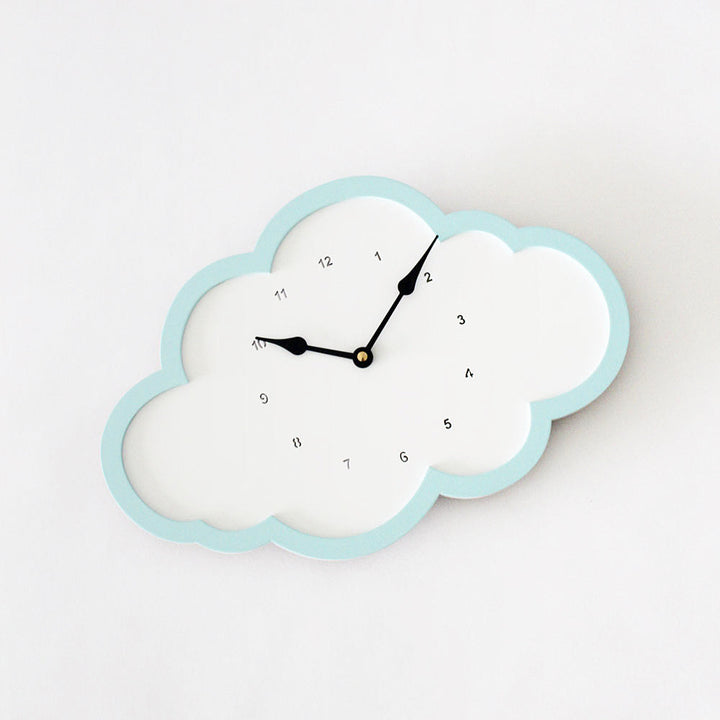 Cloud Clock - White - Blue Border