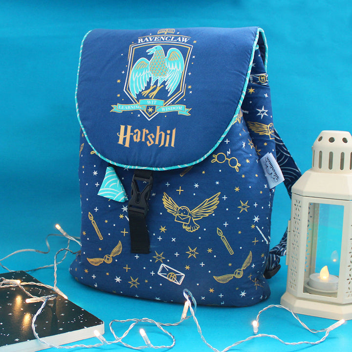 Official Harry Potter House Backpack Bag with Waterproof Lining || Multipurpose, Swimming Bag, Playtime Bag, Tuition Bag (Can be Personalised) - Ravenclaw