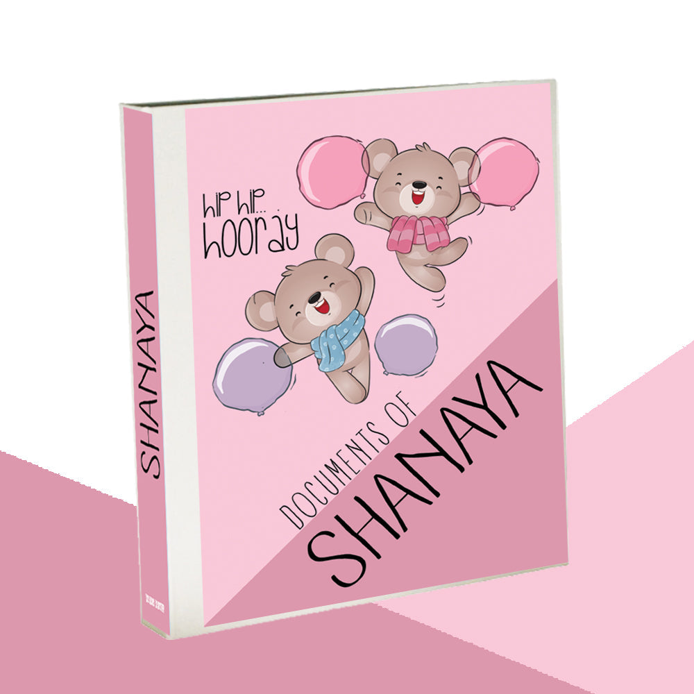 Personalised Binder - Dancing Bears-Pink