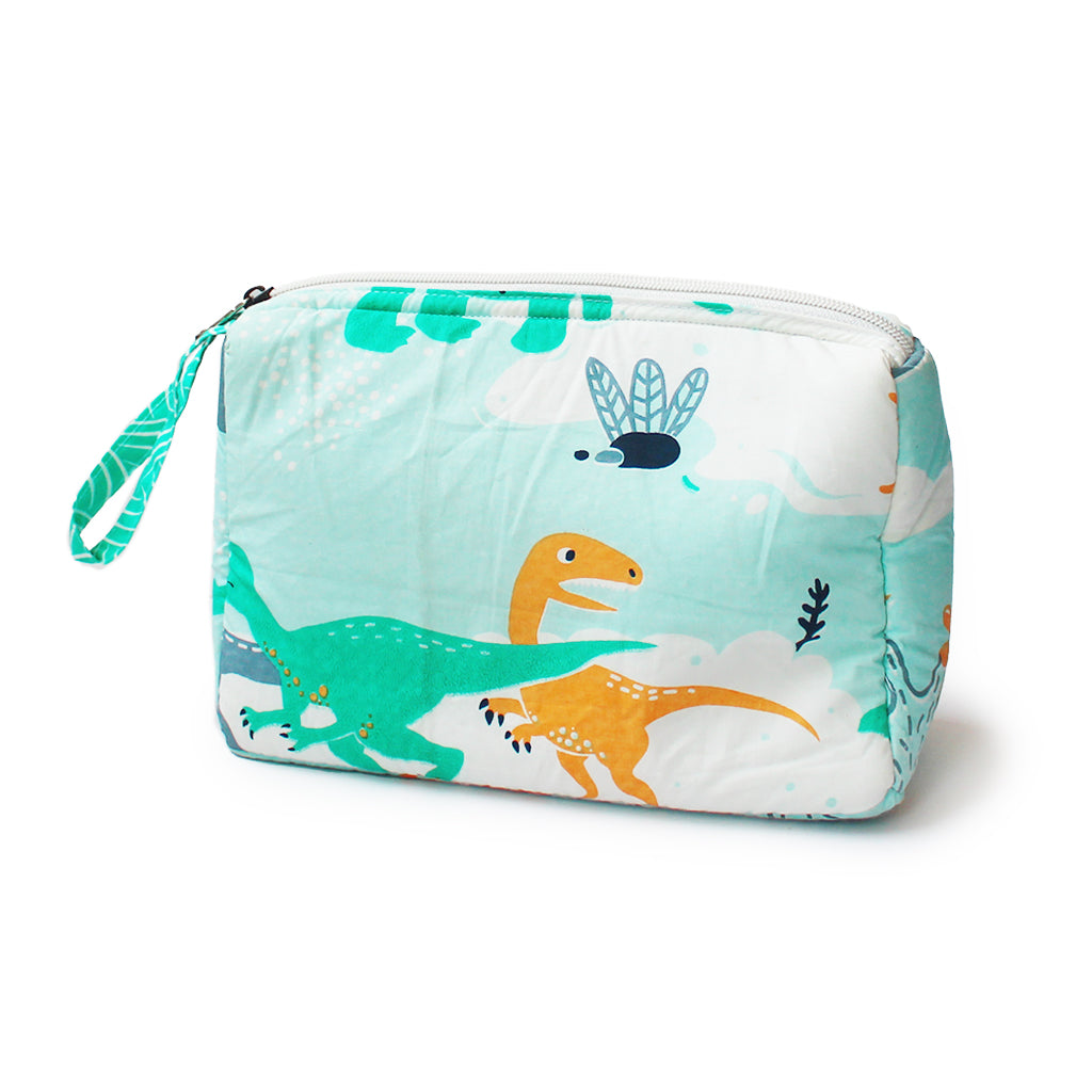 Multipurpose Pouch with Waterproof Lining || Multipurpose, Stationery Pouch, Toiletries Pouch, Accessories Pouch - Snooze & Roar Dinosaur