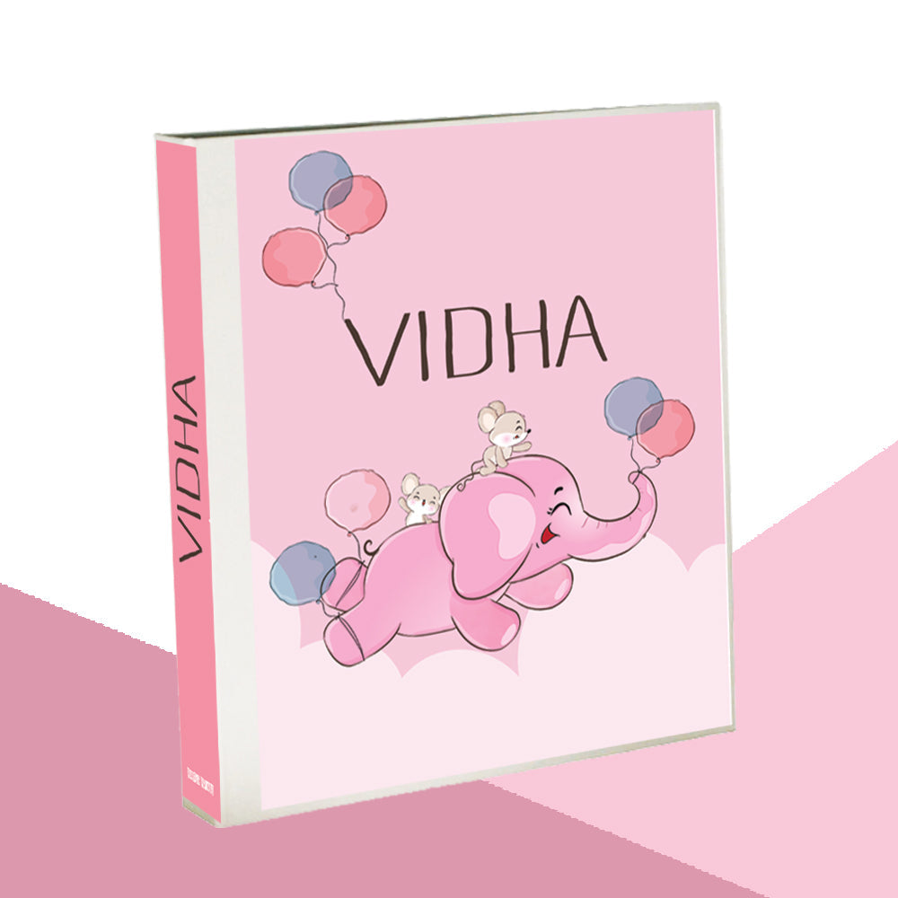 Personalised Binder - Elephant - Pink