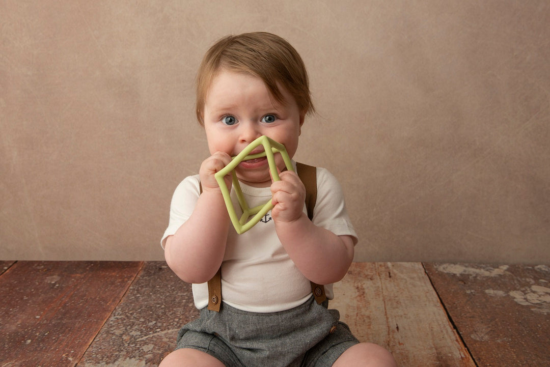 Little Rawr Silicone Geometric Teether Set- Peach/Orange (Set of 3) - Sohii India