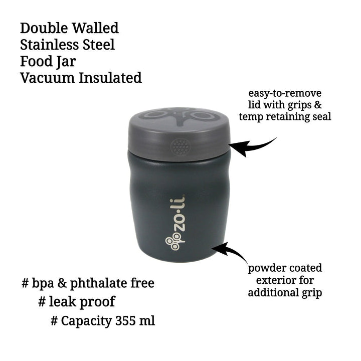 ZoLi POW DINE Stainless Steel Insulated Food Jar- Grey - Sohii India
