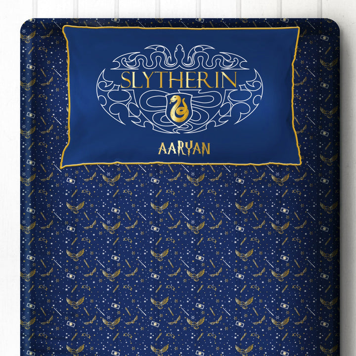 Official Harry Potter 100% Cotton Bedsheet with Pillow Cover - Slytherin - Single/Double/King (Can be Personalised)