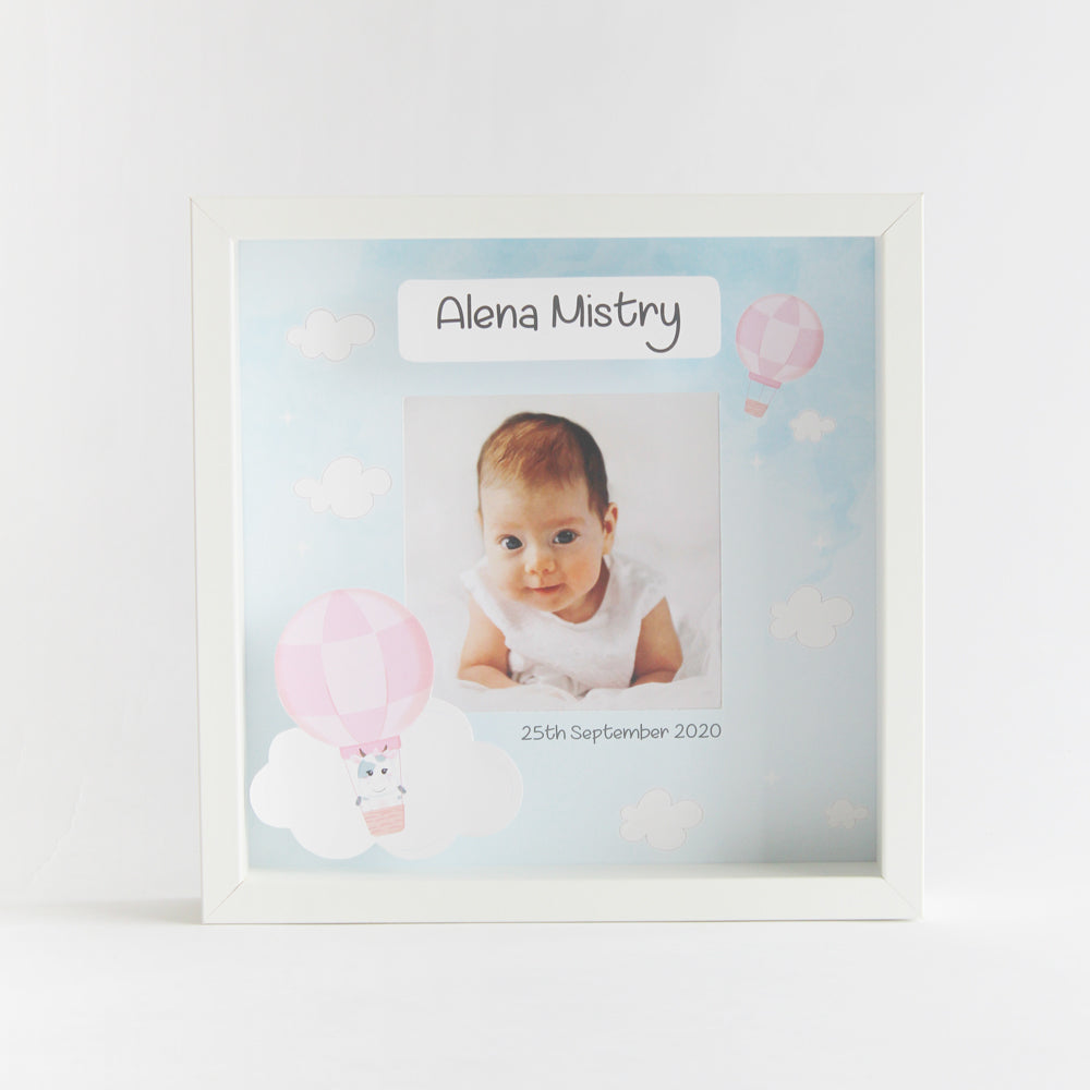 Shadow Box Frame - Hot Air Balloon - Pink