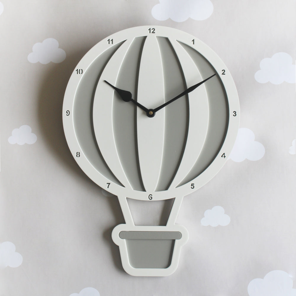 Hot Air Balloon Clock - Grey