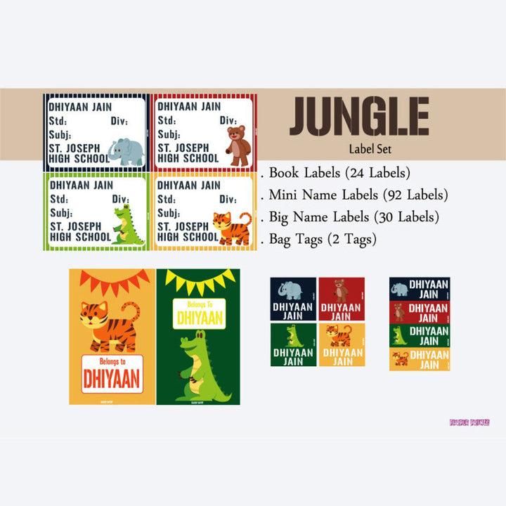 Label Set - Jungle, 146 labels and 2 bag tags