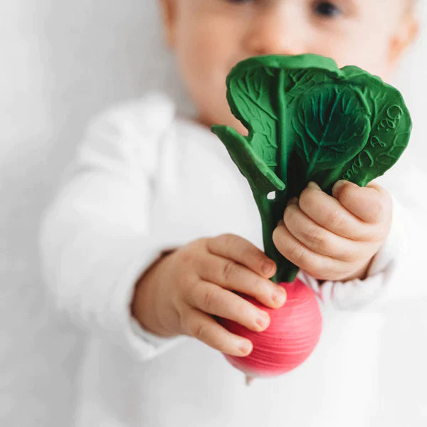 Oli & Carol Ramona The Radish + Clementino The Orange Natural Rubber Teether+Spotty The Mushroom Chewy Teether