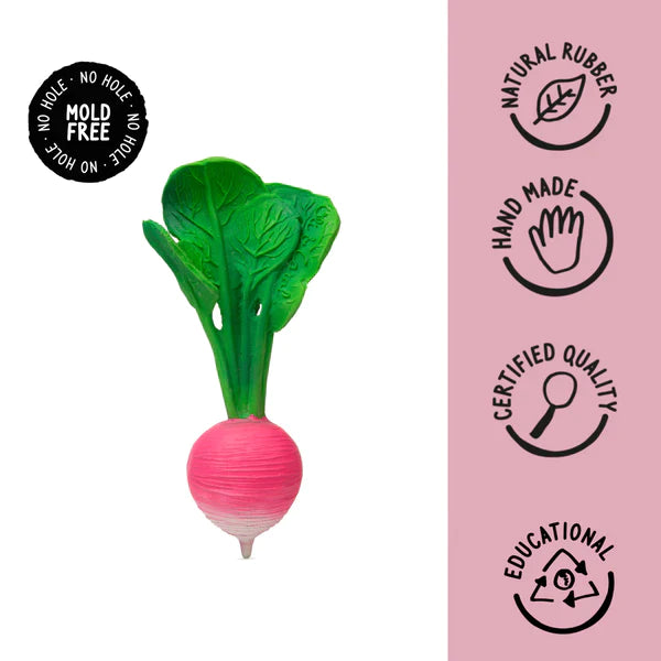 Oli & Carol Ramona The Radish + Clementino The Orange Natural Rubber Teether+Spotty The Mushroom Chewy Teether