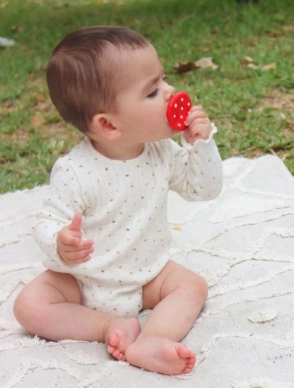 Oli & Carol Ramona The Radish + Clementino The Orange Natural Rubber Teether+Spotty The Mushroom Chewy Teether