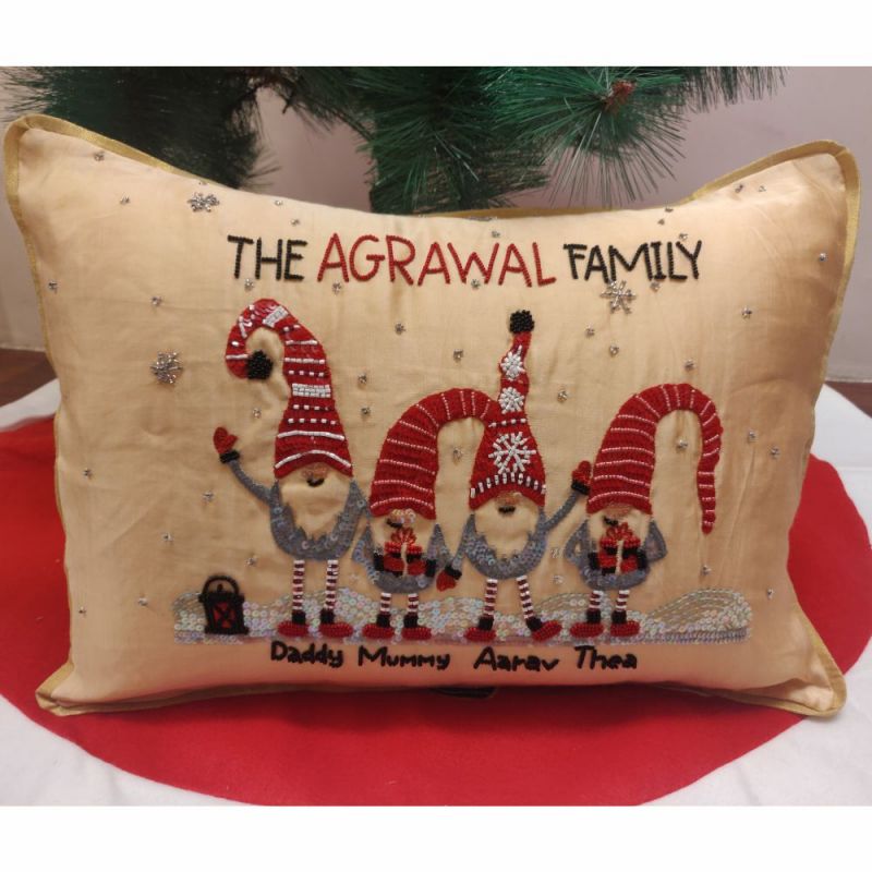 Luxe Hand Embroidered Dear Santa Pillow