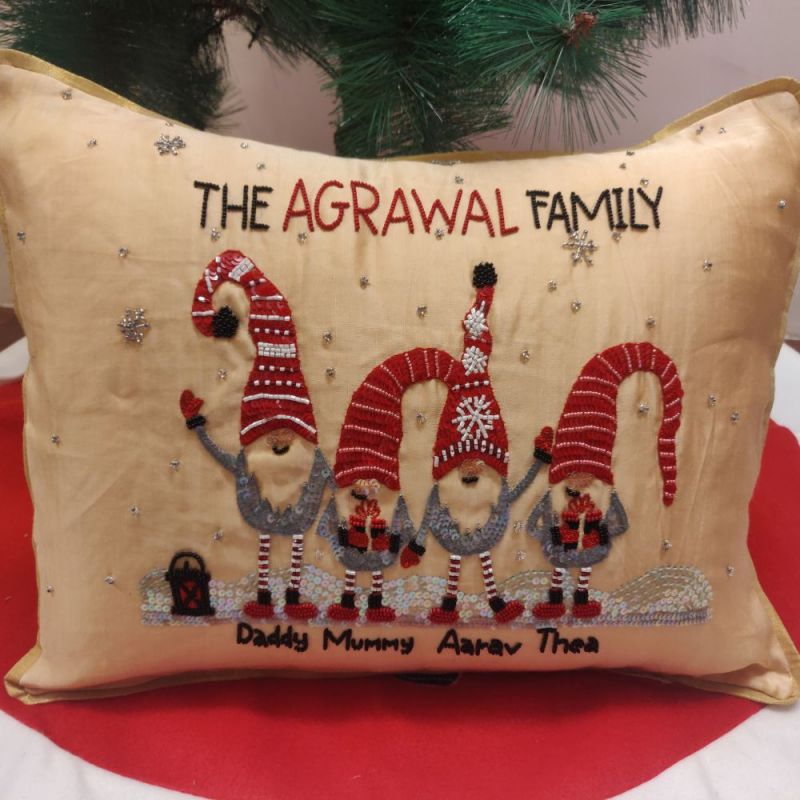 Luxe Hand Embroidered Dear Santa Pillow