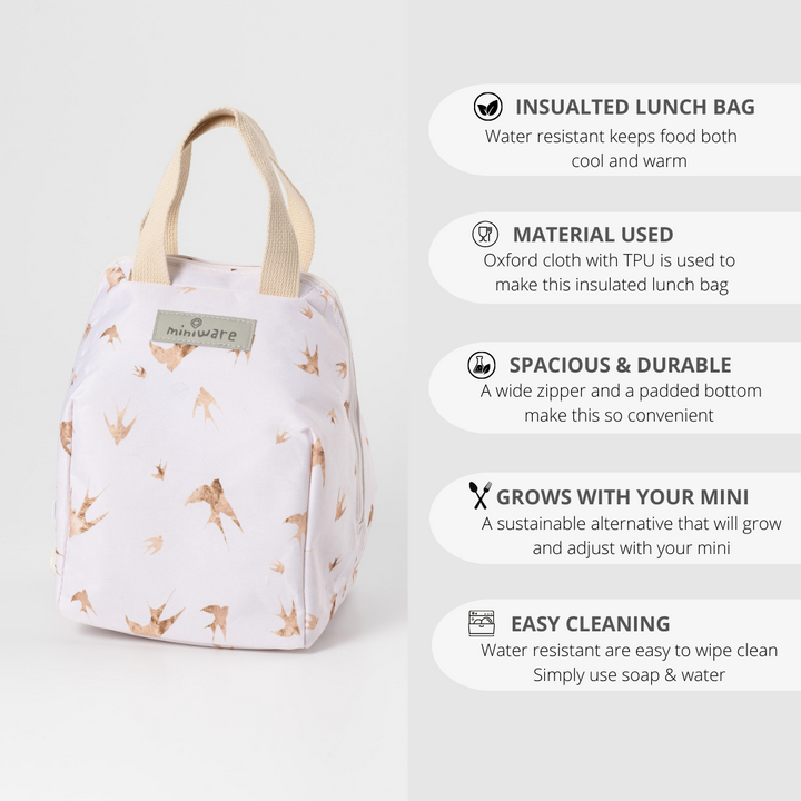 Mealtote Insulated Lunch Bag Golden Swallow Pink