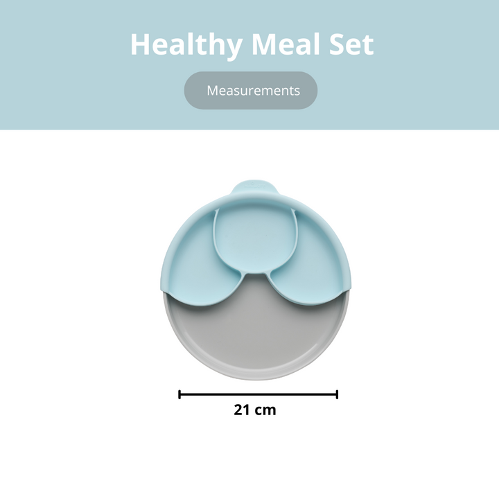 Miniware Healthy Meal Suction Plate with Dividers Set Grey/Aqua - Sohii India