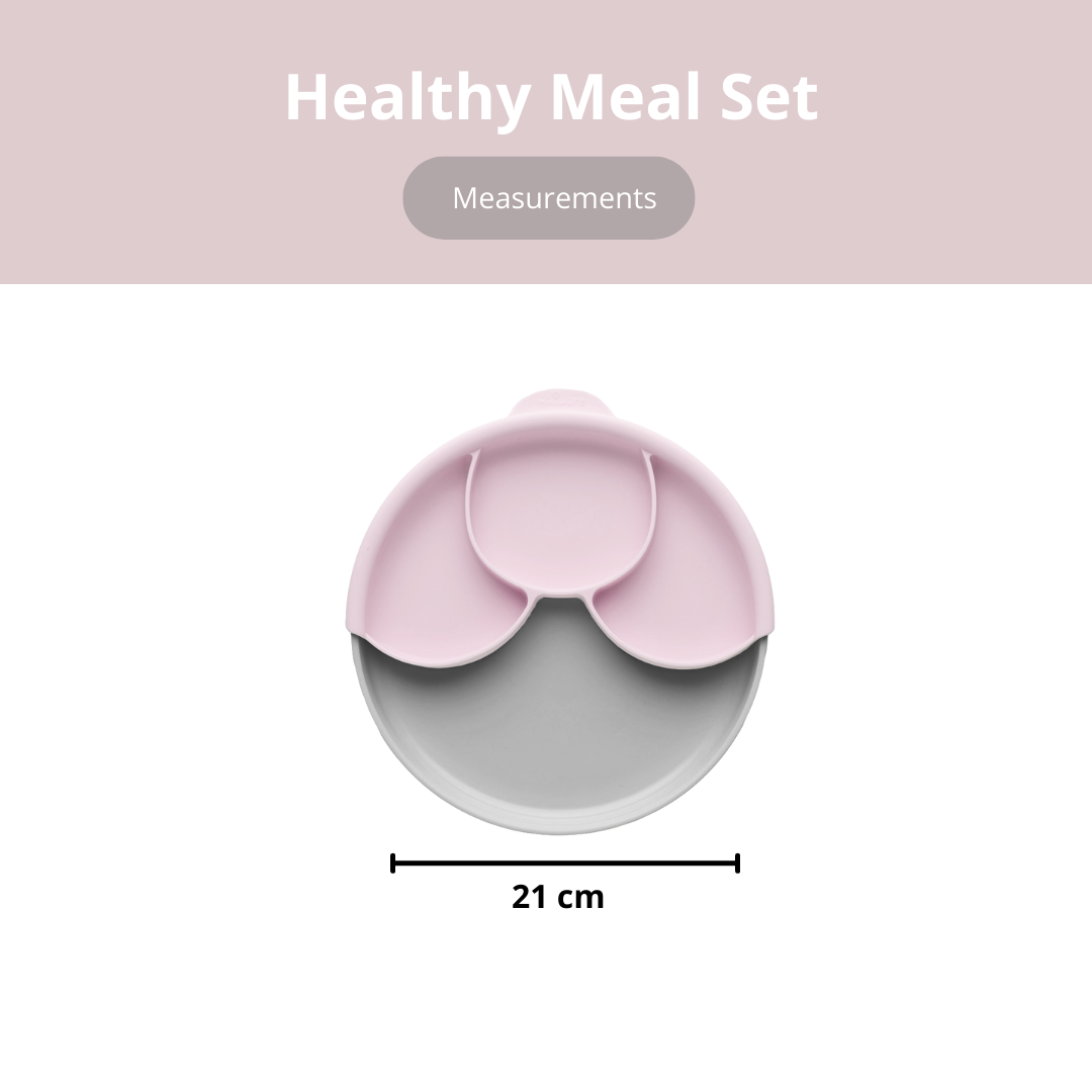 Miniware Healthy Meal Suction Plate with Dividers Set Grey/Cotton Candy - Sohii India