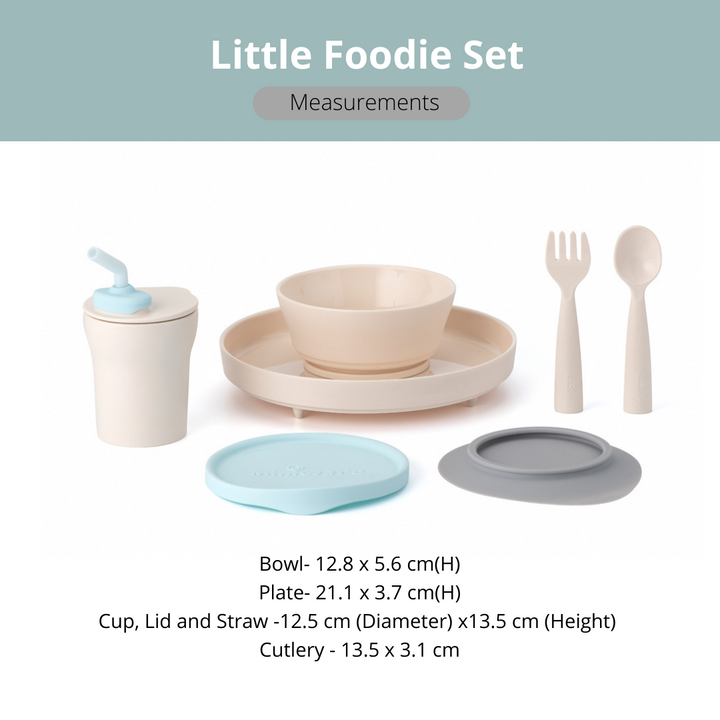 Miniware Little Foodie All-in-one Feeding Set Vanilla/ Aqua - Sohii India