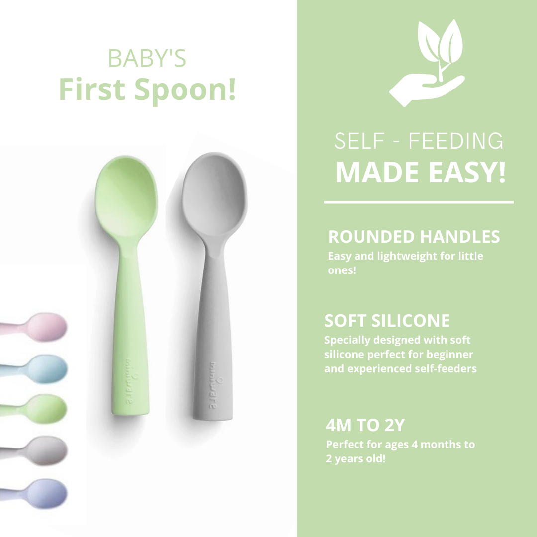 Miniware Training Spoon Set  Grey+Lime - Sohii India